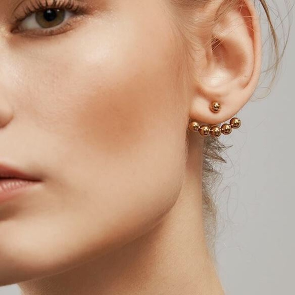 Mini Round Sphere Ear Jacket Earrings - image 1